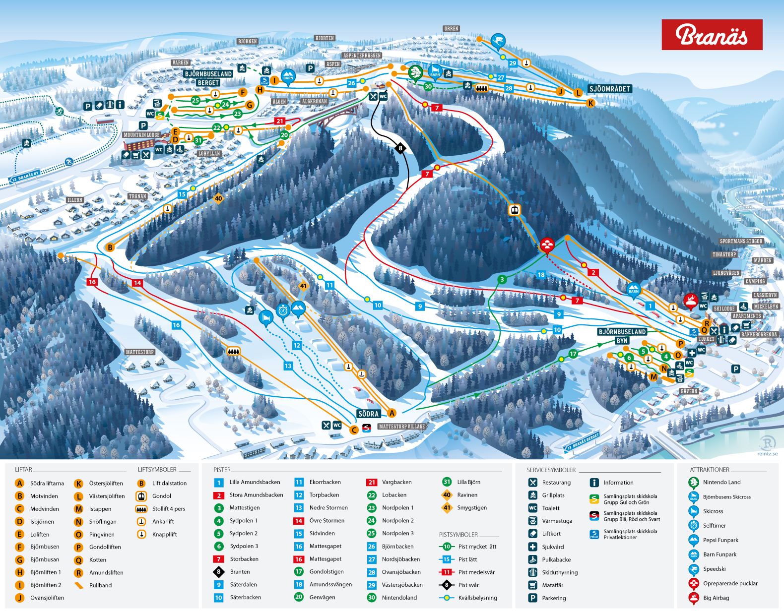 Pistkarta över Branäs